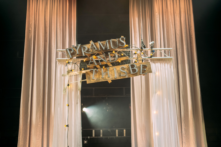 Large sign on the set of A Midsummer Night's Dream